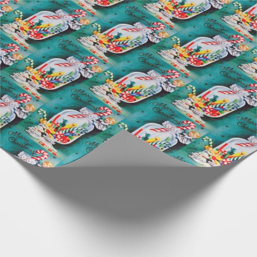 Kerstfeest snoep Angels retro  partij Cadeaupapier (Hoek)