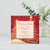 Kerstfeest Sparkelende Bomen Rood met Glitters Kaart (Staand voorkant)