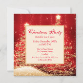 Kerstfeest Sparkelende Bomen Rood met Glitters Kaart (Voorkant)