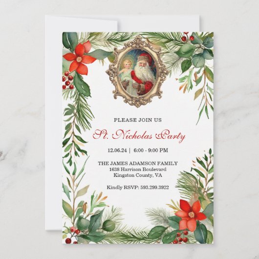 Kerstfeest St. Nicholas Feast Day Party Kaart (Voorkant)