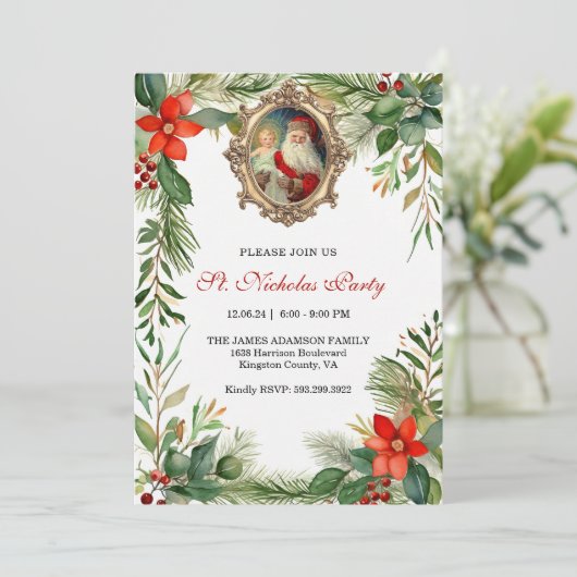 Kerstfeest St. Nicholas Feast Day Party Kaart (Staand voorkant)