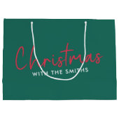 Kerstfeest | Stijlvol Trendy Forest Green Groot Cadeauzakje (Achterkant)