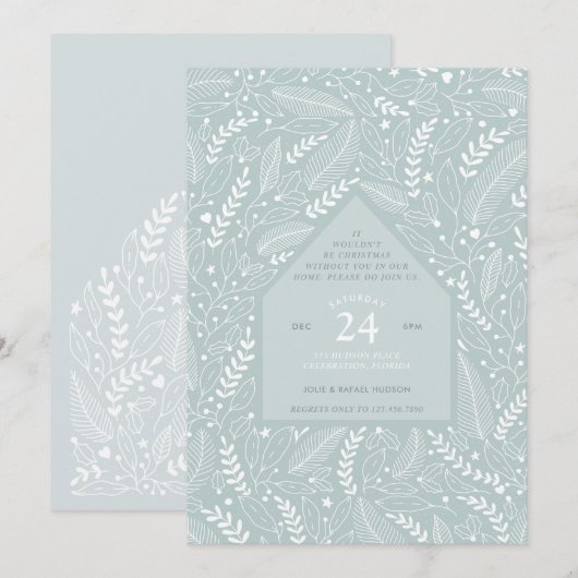 Kerstfeest thuis kaart (Voorkant / Achterkant)