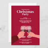 kerstfeest | Toasting Wine Glasses uitnodiging (Voorkant / Achterkant)