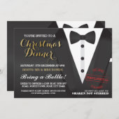 Kerstfeest Tuxedo Bow Stropdas Ball Diner Uitnodig Kaart (Voorkant / Achterkant)