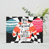 Kerstfeest Ugly Sweater Party Kaart (Staand voorkant)