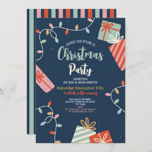 Kerstfeest Uitnodigen Feestelijke Party Tree Gifts Kaart