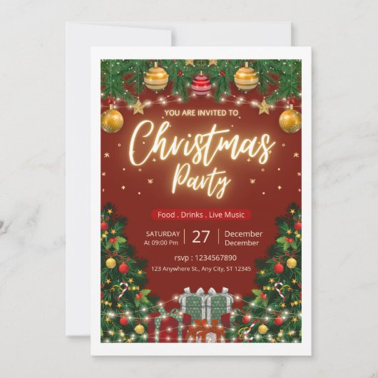 Kerstfeest Uitnodiging (Voorkant)