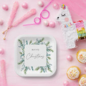 Kerstfeest uitnodiging Boho Spruce en Fir Papieren Bordje (Feest)