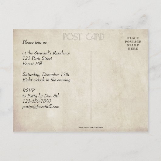 kerstfeest uitnodiging briefkaart (Achterkant)