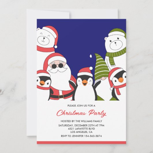Kerstfeest uitnodiging Cool Santa Beer (Voorkant)