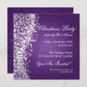 Kerstfeest Uitnodiging Elegant Sparkle Paars (Voorkant / Achterkant)