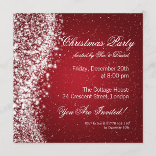 Kerstfeest Uitnodiging Elegant Sparkle Red