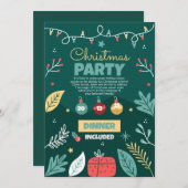 Kerstfeest uitnodiging, feestje kaart (Voorkant / Achterkant)