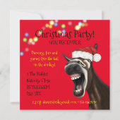 Kerstfeest uitnodiging, gekke ezel kaart (Voorkant)