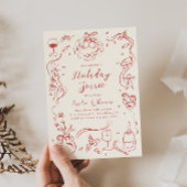 Kerstfeest uitnodiging grillige hand getekend