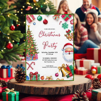 Kerstfeest Uitnodiging Kaart Cookie & Snoep