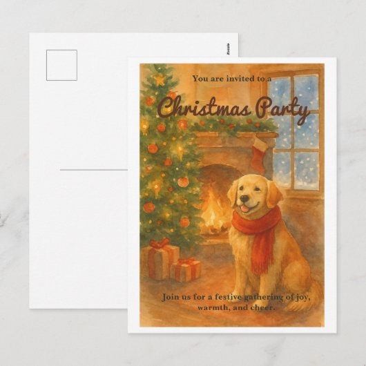 Kerstfeest Uitnodiging · Knus Hond Scene (Voorkant / Achterkant)