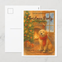 Kerstfeest Uitnodiging · Knus honden scène