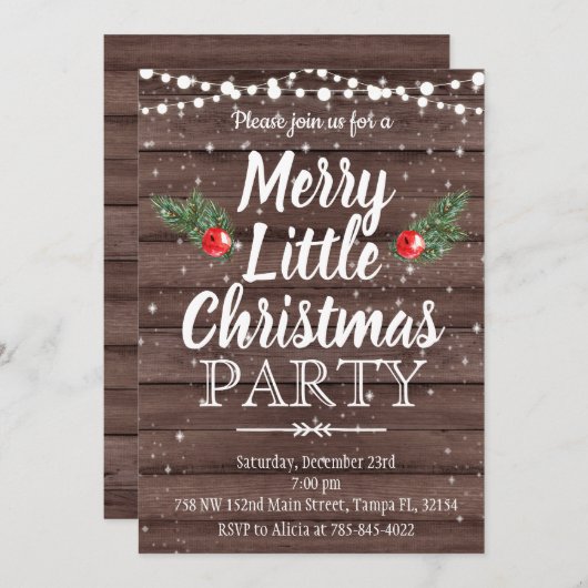 Kerstfeest Uitnodiging Merry kerfeest (Voorkant / Achterkant)