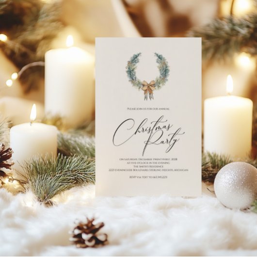 Kerstfeest Uitnodiging met Festieve Krans