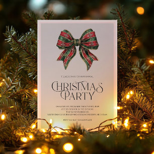 Kerstfeest Uitnodiging met Strik Gingham