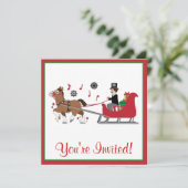 Kerstfeest Uitnodiging Paard-en-Slee (Staand voorkant)