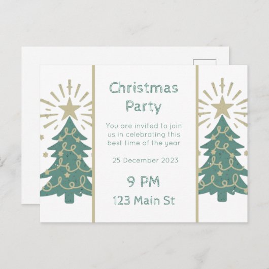 Kerstfeest uitnodiging sjabloon Aanpasbaar (Voorkant / Achterkant)