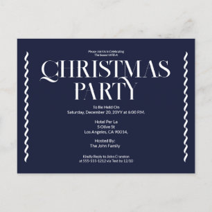 Kerstfeest Uitnodiging Vintage Elegant blauw