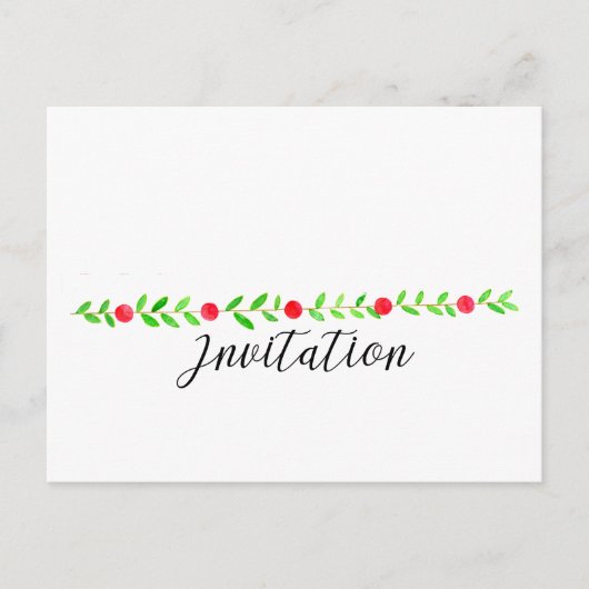 Kerstfeest Uitnodiging, waterverf kerst Briefkaart (Voorkant)