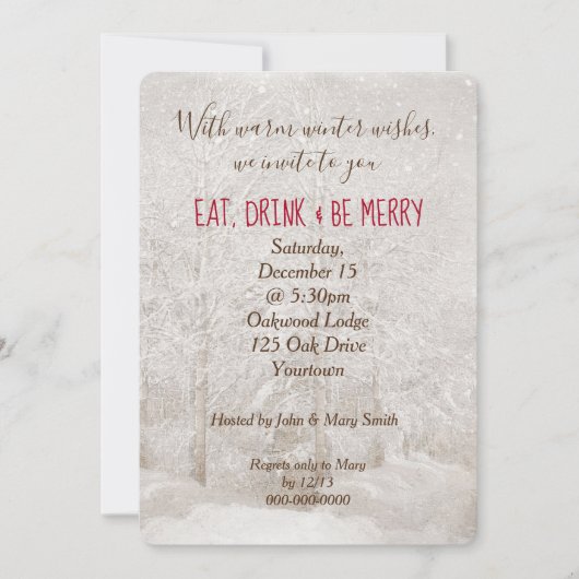 Kerstfeest Uitnodiging Winterbos (Voorkant)
