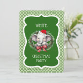 Kerstfeest Uitnodiging Witte Olifant (Staand voorkant)