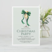 Kerstfeest Vakantie Cocktail Green Bow Modern Kaart (Staand voorkant)