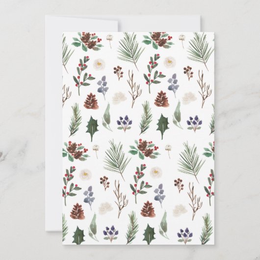 Kerstfeest vakantie gebladerte groen kaart (Achterkant)