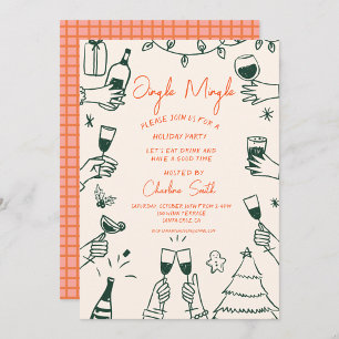 Kerstfeest Vakantie Hand getekend Funky handschrif Kaart