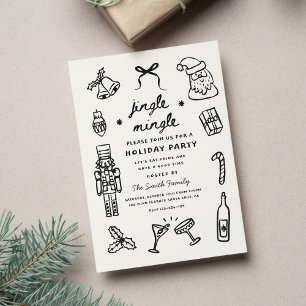 Kerstfeest Vakantie Hand Getekende Funky Handgesch Kaart