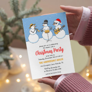Kerstfeest Vakantie Seizoen Snowmen Jazzband Kaart