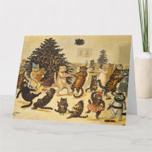 Kerstfeest van de katten - Louis Wain Kaart