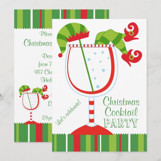 kerstfeest van Elf Cocktail Kaart (Voorkant / Achterkant)