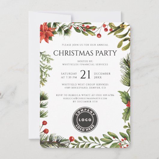 Kerstfeest van het Bedrijf Logo Kaart (Voorkant)