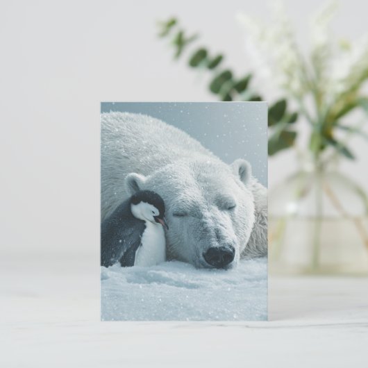 Kerstfeest van ijsbeer en pinguïn feestdagenkaart (Staand voorkant)