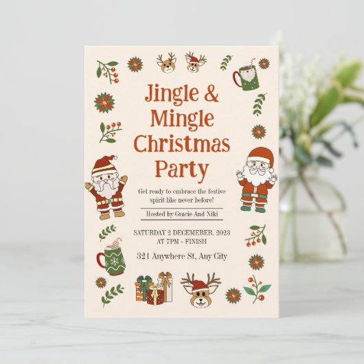 Kerstfeest van Jingel en Mingel Kaart (Staand voorkant)