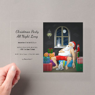 Kerstfeest van Sinterklaas de hele nacht door Acryl Uitnodigingen