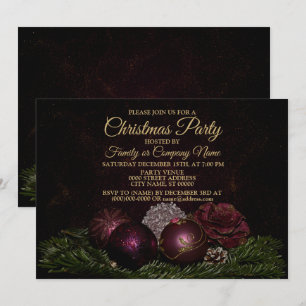 Kerstfeest Versiering Roze Ornamenten Groene Blade Kaart