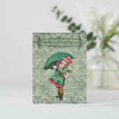  kerstfeest Victoriaans meisje collage Briefkaart (Staand voorkant)