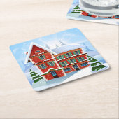 Kerstfeest Vierkante Kartonnen Onderzetter (Schuin)