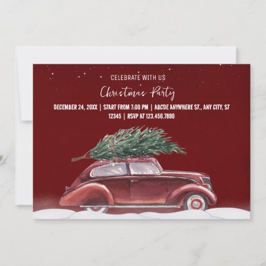Kerstfeest Vintage auto Kaart (Voorkant)