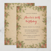 Kerstfeest Vintage Holly Krans 50e Kaart (Voorkant / Achterkant)