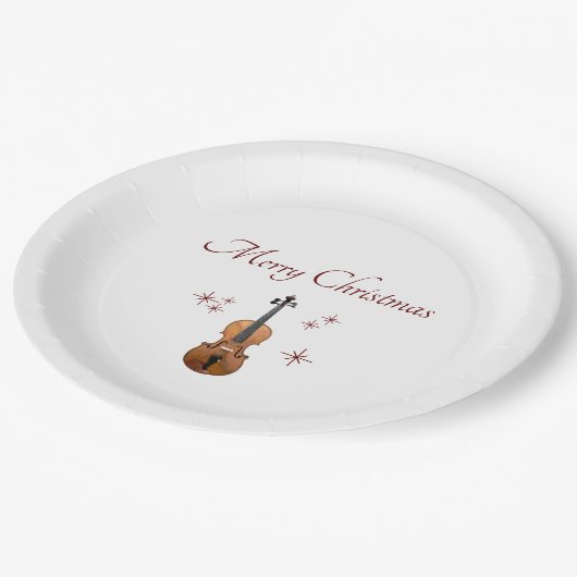 Kerstfeest Viool Sneeuwvlokken Musical Papieren Bordje (Gekanteld)