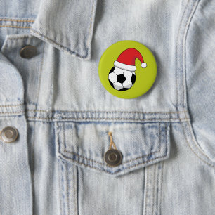 Kerstfeest Voetbal met Sinterklaas Pet Ronde Button 5,7 Cm